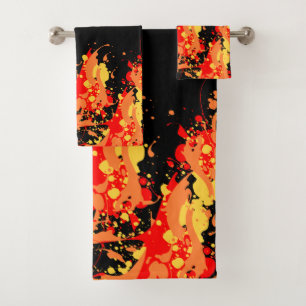 Abstrakte Spritzkunst _ gelb orange und rot Badhandtuch Set