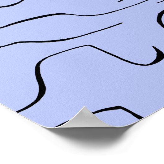 Abstrakte Squiggly Line Art - Blue Background Poster (Ecke)