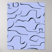 Abstrakte Squiggly Line Art - Blue Background Poster (Vorne)