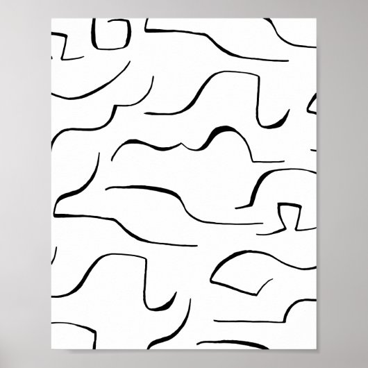 Abstrakte Squiggly Line Art - Weißer Hintergrund Poster (Vorne)