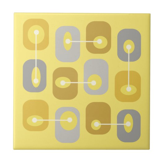 Abstrakte Squishy Cubes Yellow Gray Fliese (Vorderseite)