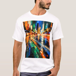 Abstrakte Stadt Nacht T-Shirt