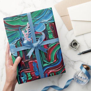 Abstrakte Stadt-Skyline in Juwel-Tönen - Geschenkp Geschenkpapier