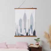 Abstrakte Stadt Wandteppich Mit Holzrahmen (Schlafzimmer)