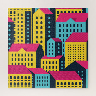Abstrakte Stadtgebäude Landschaft Vintage Puzzle