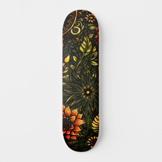Abstrakte Städtische Kunst Inspiriert Grunge Sonne Skateboard (Vorderseite)