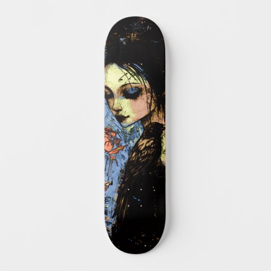Abstrakte Städtische Kunstgotik Rote Rose Skateboard (Vorderseite)