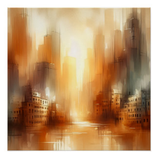 Abstrakte Stadtlandschaft Glänzendes Poster