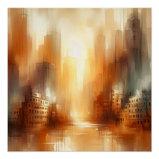 Abstrakte Stadtlandschaft Glänzendes Poster (Vorderseite)