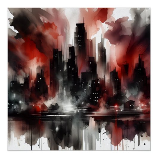 Abstrakte Stadtlandschaft Glanzposter Poster (Vorderseite)