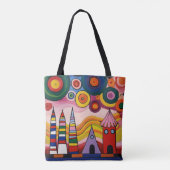 Abstrakte Stadtlandschaft-Tasche mit lebendigen Fa Tasche (Rückseite)
