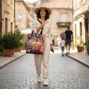 Abstrakte Stadtlandschaft-Tasche mit lebendigen Fa Tasche