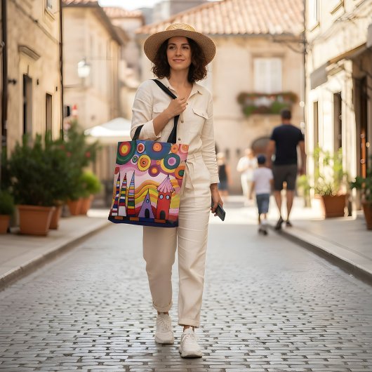 Abstrakte Stadtlandschaft-Tasche mit lebendigen Fa Tasche