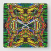 Abstrakte Stammesdesigns, geschnitzt Quadratische Wanduhr (Vorderseite)