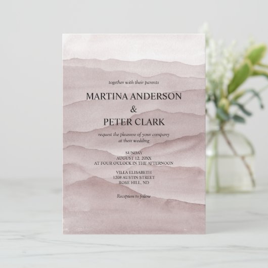 Abstrakte staubige Rose Einladung (Stehend Vorderseite)