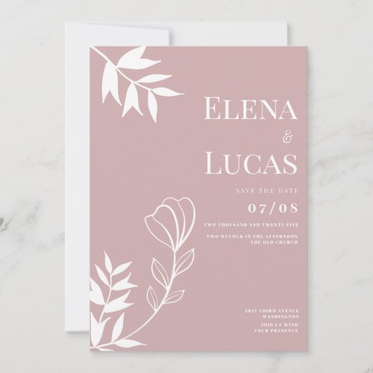 Abstrakte staubige Rose Einladung (Vorderseite)