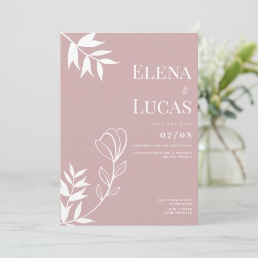 Abstrakte staubige Rose Einladung (Stehend Vorderseite)