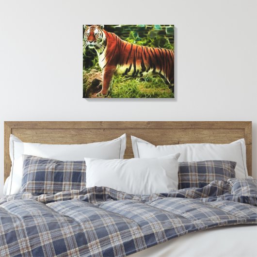 Abstrakte Stehende Tiger-Wrapped Canvas Leinwanddruck (Insitu (Schlafzimmer))