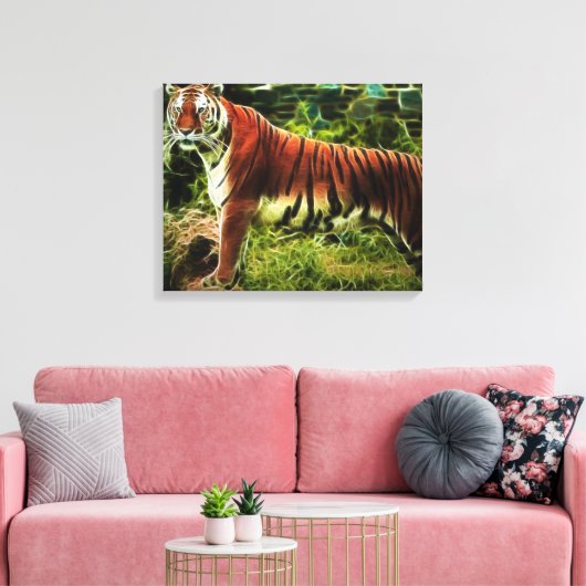 Abstrakte Stehende Tiger-Wrapped Canvas Leinwanddruck (Insitu (Wohnzimmer))
