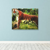 Abstrakte Stehende Tiger-Wrapped Canvas Leinwanddruck (Insitu (Holzboden))