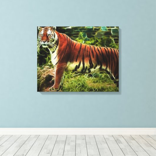 Abstrakte Stehende Tiger-Wrapped Canvas Leinwanddruck (Insitu (Holzboden))