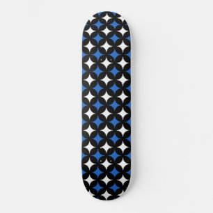 Abstrakte Sterne in Schwarz Blau und Weiß Skateboa Skateboard