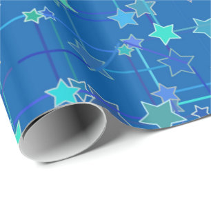 Abstrakte Sternenkonstellation, Kobaltblau Geschenkpapier