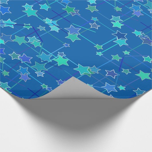 Abstrakte Sternkonstellation, Kobalt Blau Geschenkpapier (Ecke)