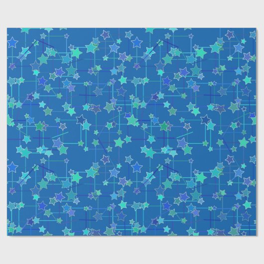 Abstrakte Sternkonstellation, Kobalt Blau Geschenkpapier (Flach)