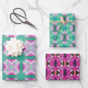 Abstrakte Sternmuster in Zitronen und Rosa Geschenkpapier Set