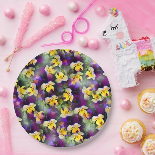 Abstrakte Stiefmütterchen Pappteller (Party)