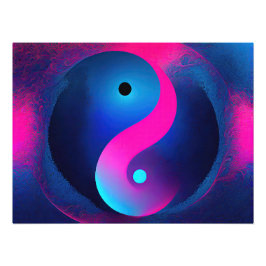 Abstrakte Stille: Yin Yang in Pink & Blues Fotodruck