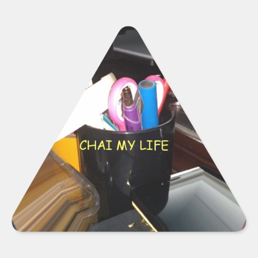 Abstrakte Stillleben Tee Tasse Büro Stationäre Kun Dreieckiger Aufkleber (Vorderseite)