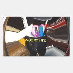 Abstrakte Stillleben Tee Tasse Büro Stationäre Kun Rechteckiger Aufkleber