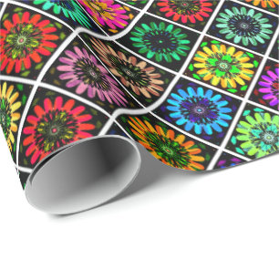 Abstrakte strahlende Blumen mit surrealen Blüten Geschenkpapier