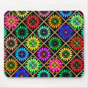 Abstrakte strahlende Blumen mit surrealen Blüten Mousepad