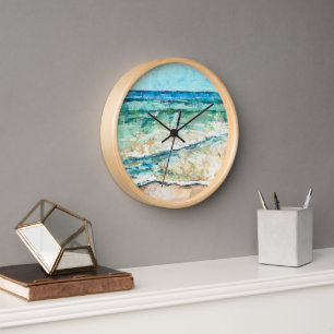 Abstrakte Strand-Küsten-Linien-Kunst Uhr