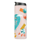 Abstrakte Strandbadebeispiel Thermosbecher (Nach rechts gedreht)