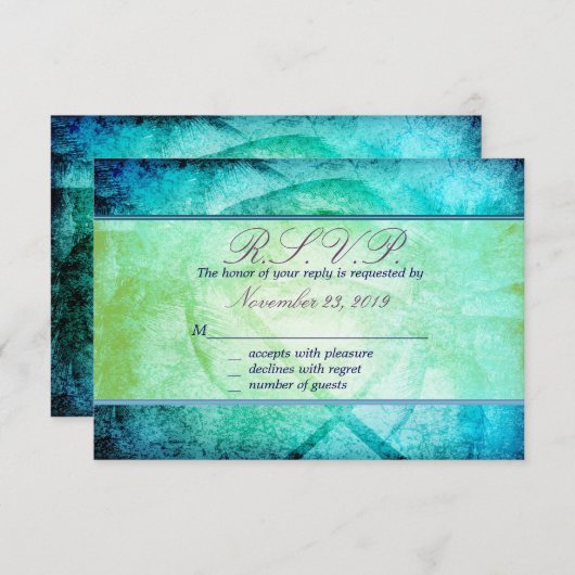 Abstrakte Strandfarbenkarten RSVP Karte (Vorne/Hinten)