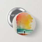 Abstrakte Strandkunst 'In die Wellen gehen' Button (Vorne & Hinten)