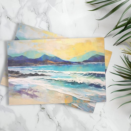 Abstrakte Strandlandschaft Berge Seidenpapier
