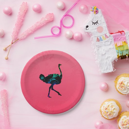 Abstrakte Straußenpapier-Teller Pappteller (Party)