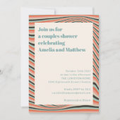 Abstrakte Streifen Aqua Peach Paare Dusche Einladung (Vorderseite)