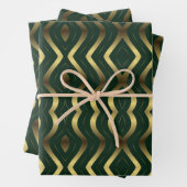 Abstrakte Streifen aus Gold und Smaragdgrün Geschenkpapier Set (Beispiel)