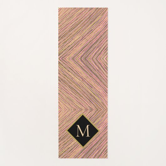 Abstrakte Streifen Gold Glitzer Monogram Yogamatte (Vorderseite)