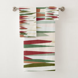 abstrakte Streifen grün und rot Badhandtuch Set