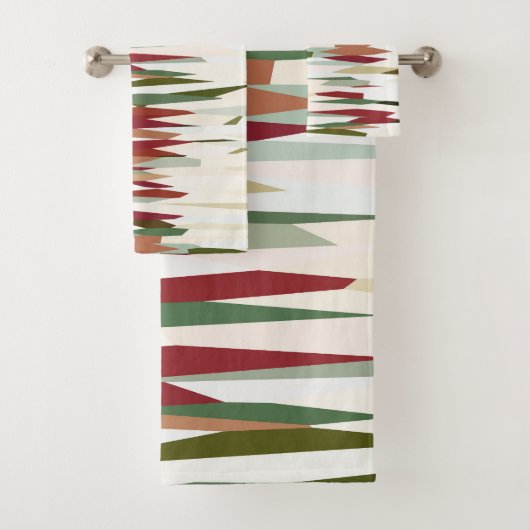 abstrakte Streifen grün und rot Badhandtuch Set (Insitu)