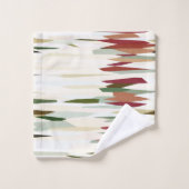 abstrakte Streifen grün und rot Badhandtuch Set (Waschlappen)