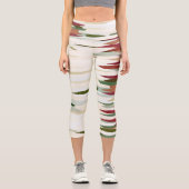 abstrakte Streifen grün und rot Capri Leggings (Vorderseite)