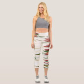 abstrakte Streifen grün und rot Capri Leggings (Vorderseite)